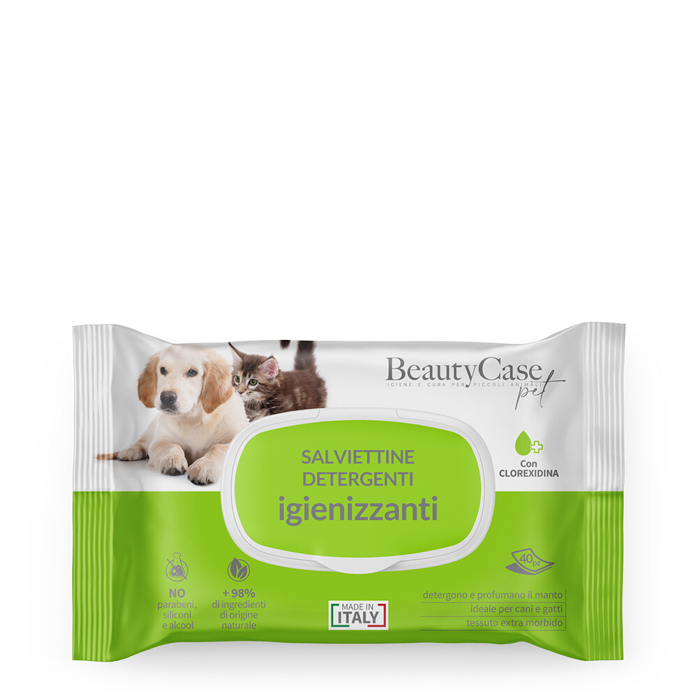 Beautycase Pet Salviettine Detergenti Igienizzanti con Clorexidina 40pz