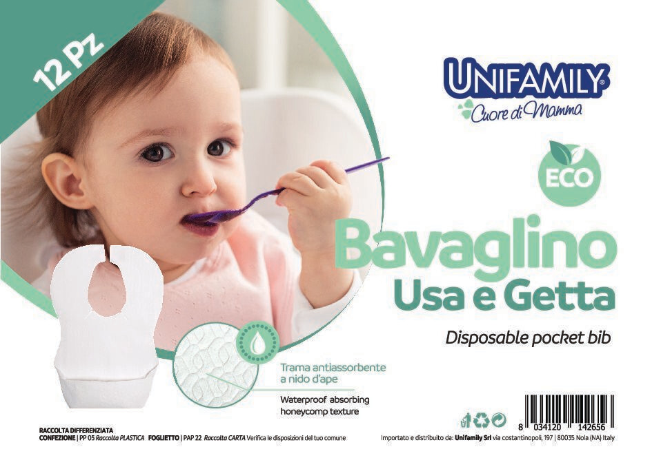 Unifamily Bavaglino Usa e Getta da 12 pezzi