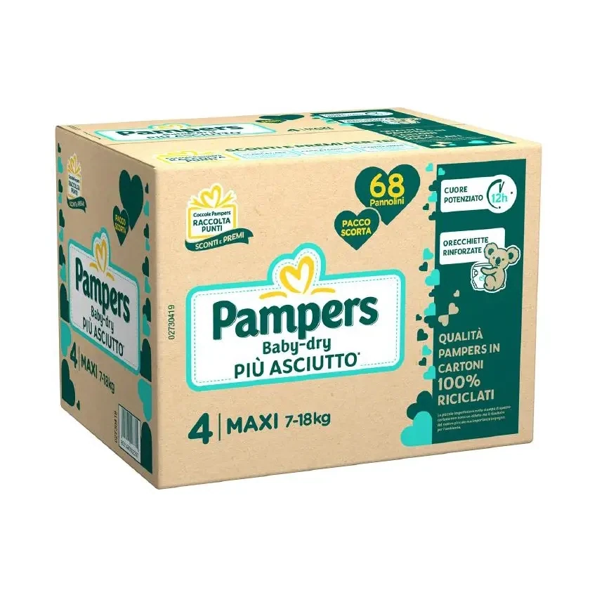 Pampers Pannolino Baby Dry Maxi 7-18 kg Quadripack da 68Pz