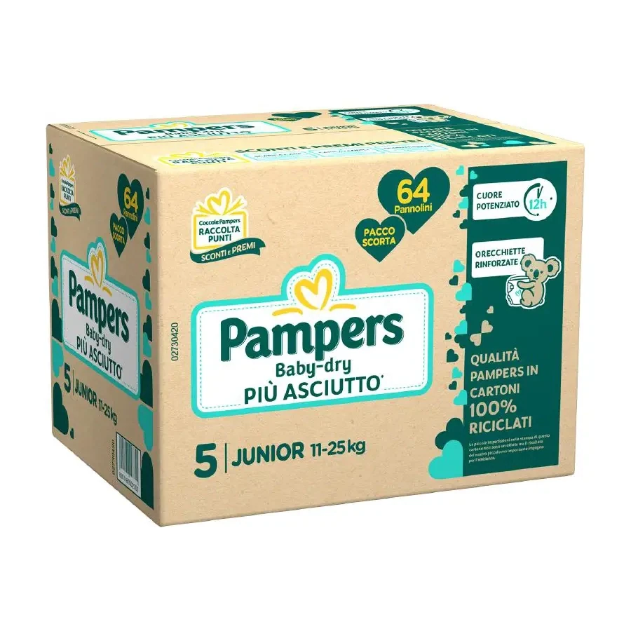 Pampers Pannolino Baby Dry Junior 11-25 kg Quadripack da 64Pz