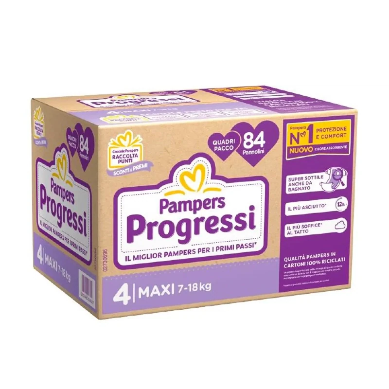 Pampers Pannolino Progressi Quadripack Maxi 7-18 kg da 84 pz