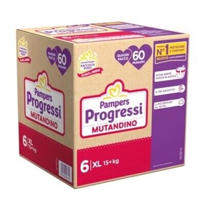 Pampers Mutandino Progressi Quadripack XL 15+ kg da 60pz