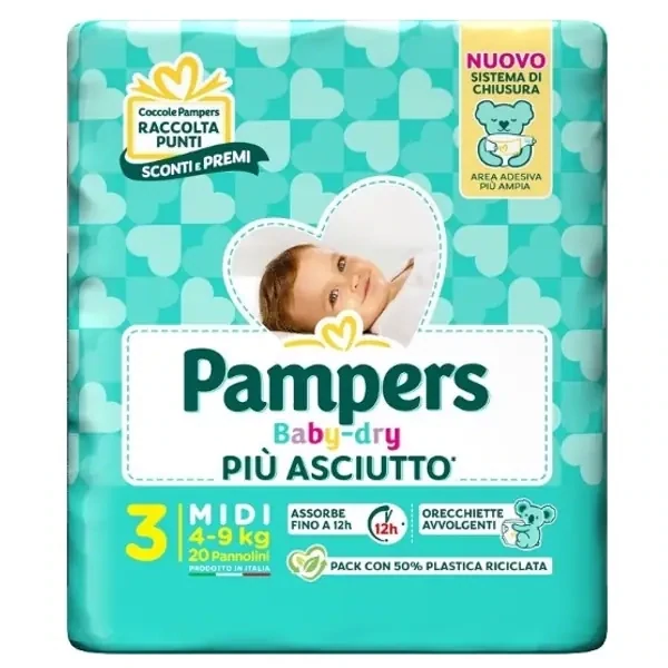 Pampers Pannolino Baby Dry Midi 4-9 kg da 20Pz