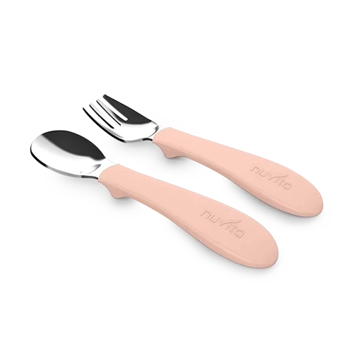 Nuvita Set Cucchiaio e Forchetta Rosa 12m+