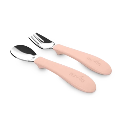 Nuvita Set Cucchiaio e Forchetta Rosa 12m+