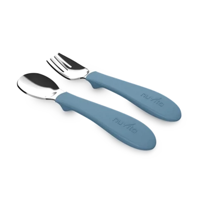 Nuvita Set Cucchiaio e Forchetta Blu 12m+