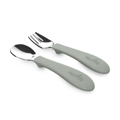 Nuvita Set Cucchiaio e Forchetta Grigio 12m+