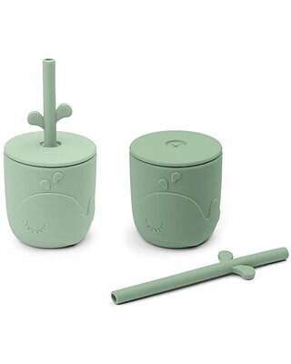 Done By Deer
Set 2 Tazze con Tappo e Cannuccia Peekaboo Verde 100% Silicone Alimentare