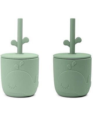 Done By Deer
Set 2 Tazze con Tappo e Cannuccia Peekaboo Verde 100% Silicone Alimentare