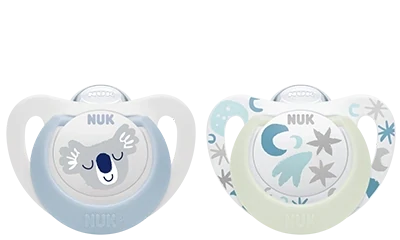 Nuk Succhietti Star Day &amp; Night Silicone 0-6 Mesi 2pz