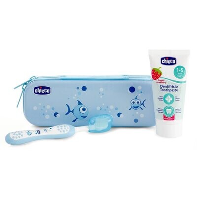 Chicco Set Primi Dentini con Spazzolino e Dentifricio Azzurro