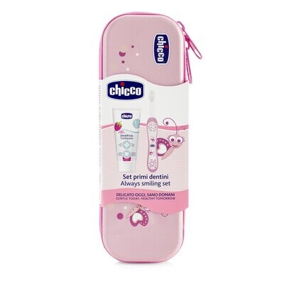 Chicco Set Primi Dentini con Spazzolino e Dentifricio Rosa