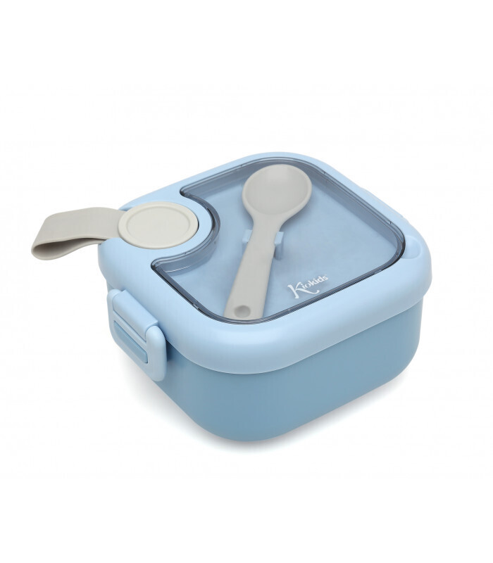 Kiokids Contenitore Pranzo Blu con Cucchiaio Grigio 750ml