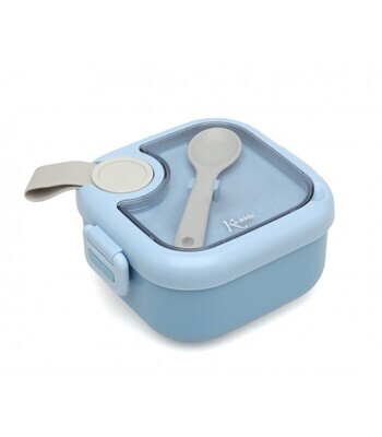 Kiokids Contenitore Pranzo Blu con Cucchiaio Grigio 750ml