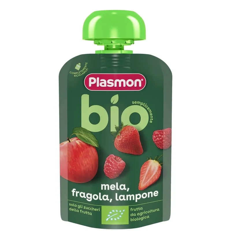 Plasmon Bio Spremi e Gusta Mela Fragola e Lampone 100g