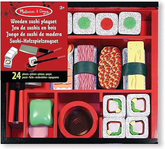 Melissa &amp; Doug Set da Gioco in Legno Taglia il Sushi da 24 pz