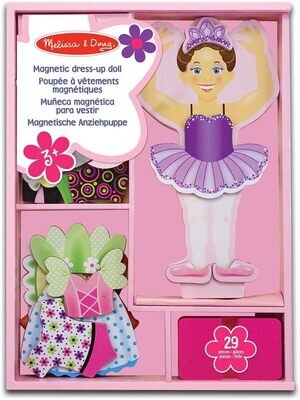 Melissa &amp; Doug Bambola in Legno con Guardaroba Magnetizzato da 29 pz