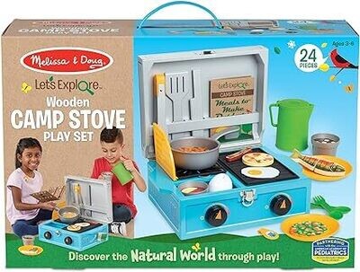Melissa &amp; Doug Set da Gioco Fornelletto da Campeggio in Legno da 27 pz