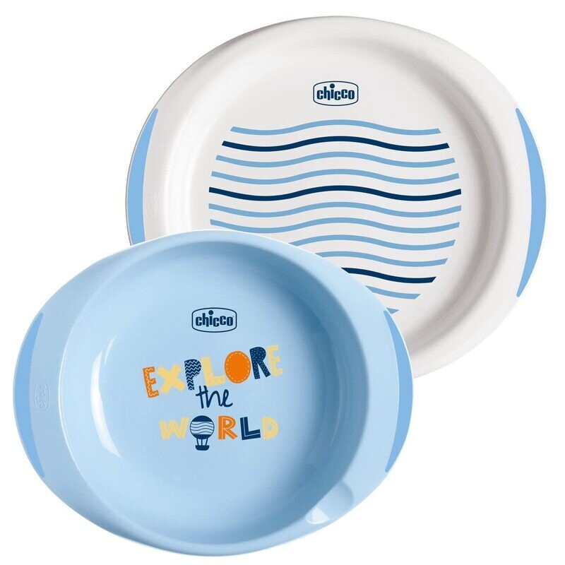 Chicco Baby&#39;s Dish Set di 2 Piatti Azzurro