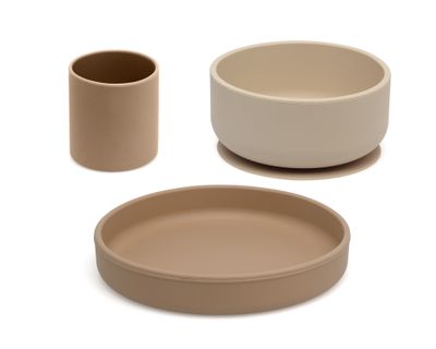 Kiokids Set di Stoviglie in Silicone Begie