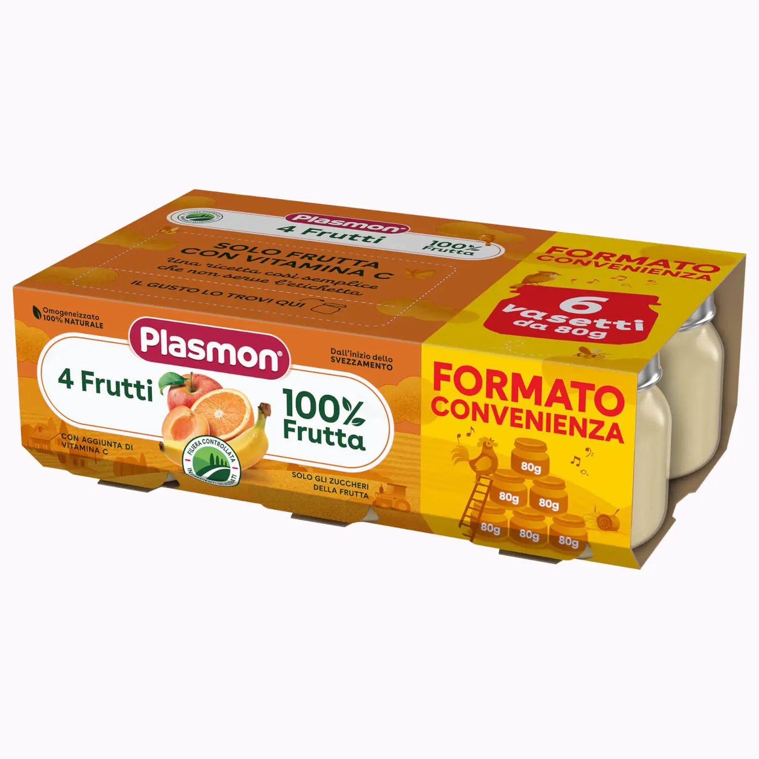 Plasmon Omogeneizzato di Frutta 4 Frutti 6X80g