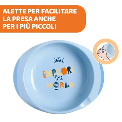 Chicco Set Pappa All You Need Set di 3 pz Piatto Piano Piatto Fondo Tazza Antigoccia  Azzurro