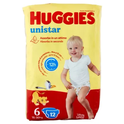 Huggies Pannolino Unistar 6Tg 15-30kg da 12pz