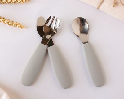 Kiokids Set 3 Posate in Acciaio Grigio