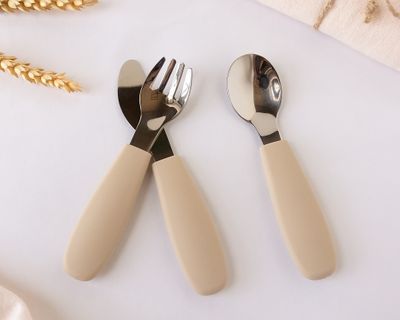 Kiokids Set 3 Posate in Acciaio Beige