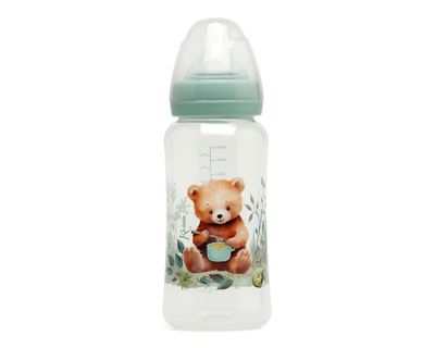 Kiokids Biberon Anticolica con Tettarella Flusso Regolabile Orso Salvia 360 ml