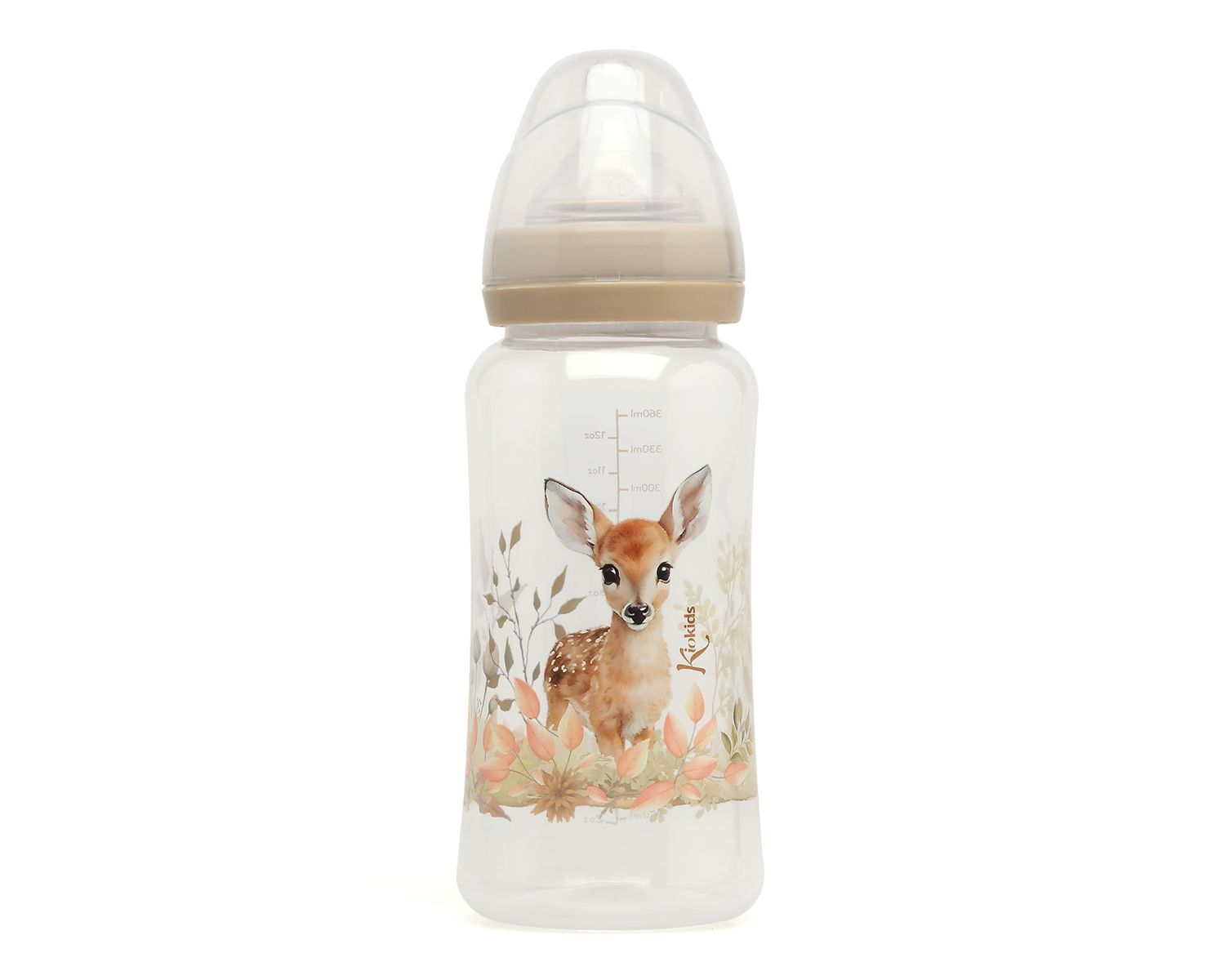 Kiokids Biberon Anticolica con Tettarella Flusso Regolabile Cervo Begie 360 ml