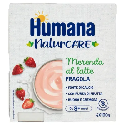 Humana Naturcare Merenda al Latte Fragola 4x100gr