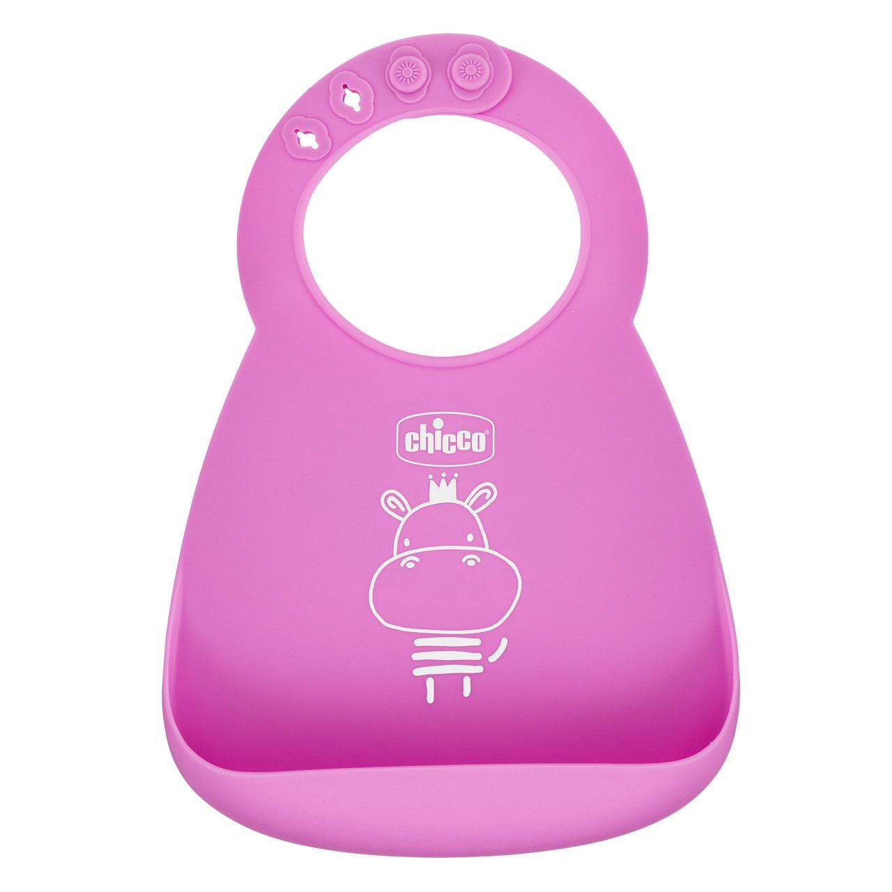 Chicco Bavaglini in Silicone Rosa con Tasca facile da rotolare