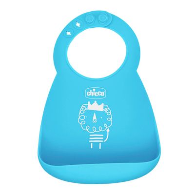 Chicco Bavaglini in Silicone Azzurro con Tasca facile da rotolare