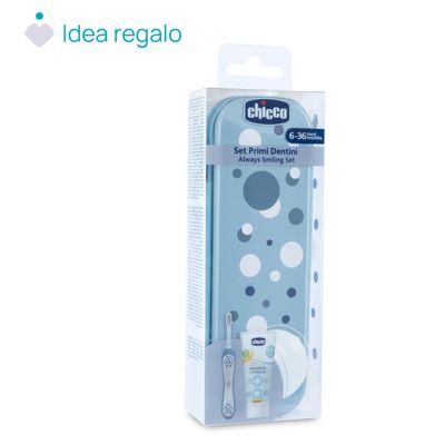 Chicco Set Primi Dentini con Spazzolino e Dentifricio Azzurro