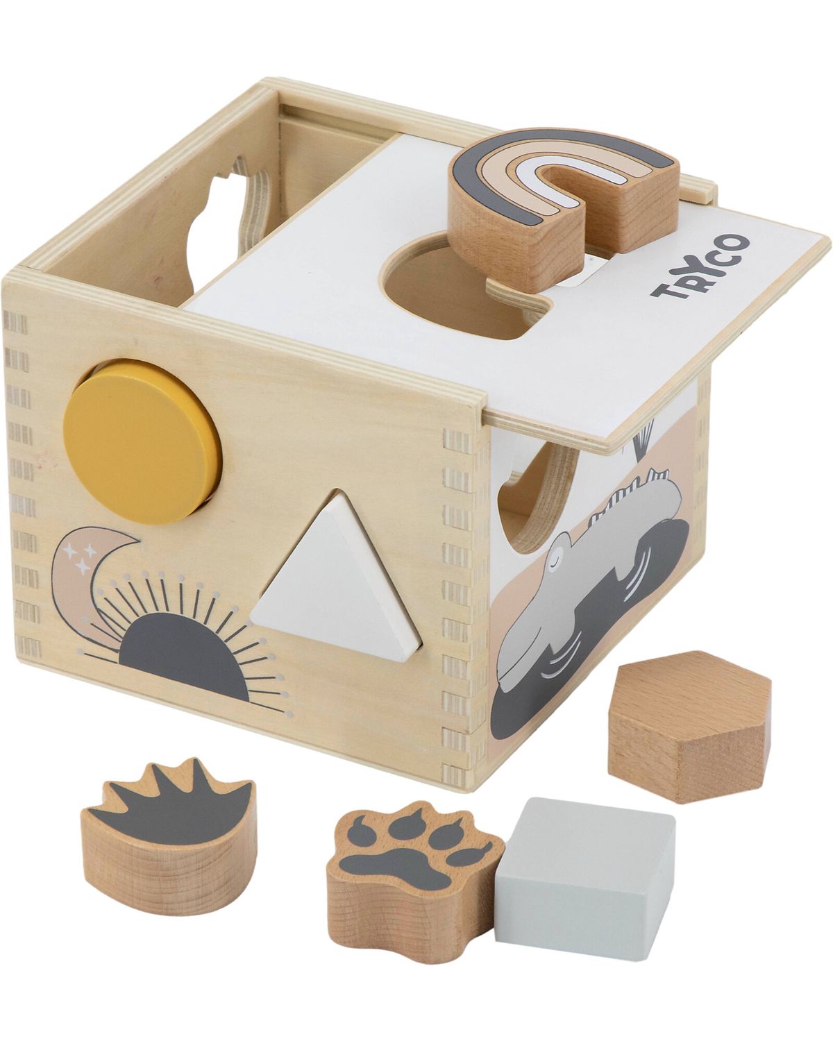 Tryco Baby Scatola Forme Geometriche a Incastro in Legno - 7 Forme Diverse