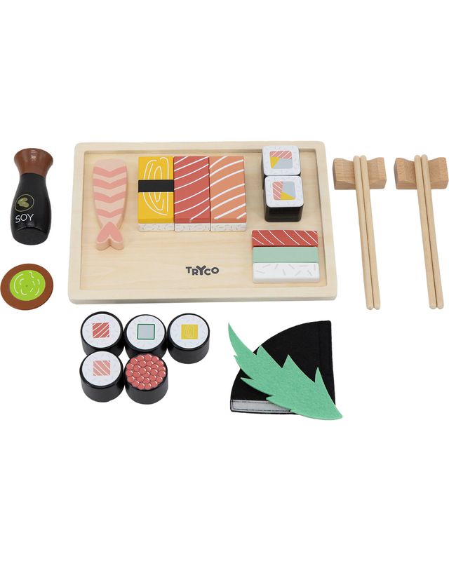 Tryco Baby Set Sushi in Legno 23 Pezzi Colori ad Acqua Atossici