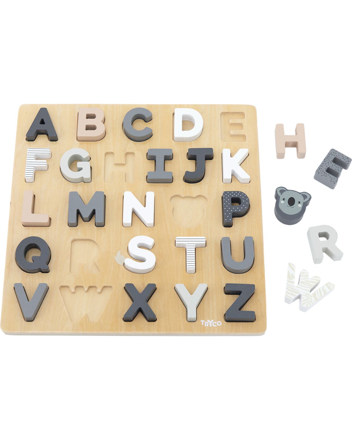 Tryco Baby Puzzle Alfabeto in Legno - Aiuta lo sviluppo delle Capacità Intellettive