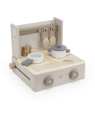Tryco Baby Mini Cucina Pieghevole in Legno - Beige - Legno di Faggio Certificato FSC
