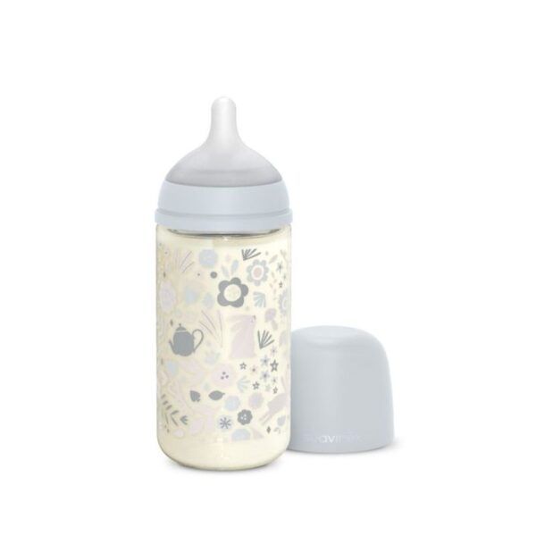 Suavinex Biberon Selection di Vetro Tettarella Simmetrica SX Pro Flusso Lento Celeste 240ml