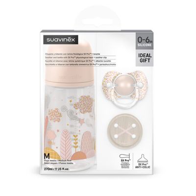 Suavinex Set Nascita Dreams Rosa Biberon Sx Pro con  Succhietto + Catenella 0-6 mesi