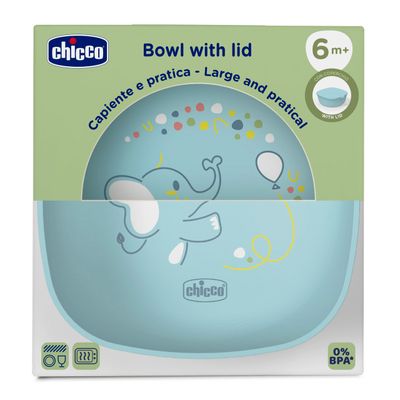 Chicco Set Pappa Svezzamento Ciotola con Coperchio Azzurro 6M+