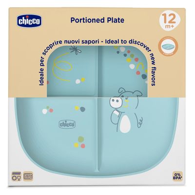 Chicco Set Pappa Svezzamento Piatto Porzionato Azzurro 12M+
