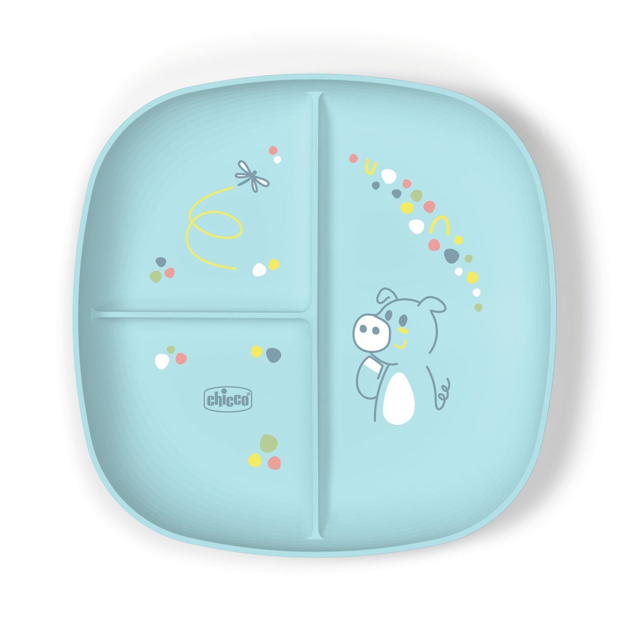 Chicco Set Pappa Svezzamento Piatto Porzionato Azzurro 12M+
