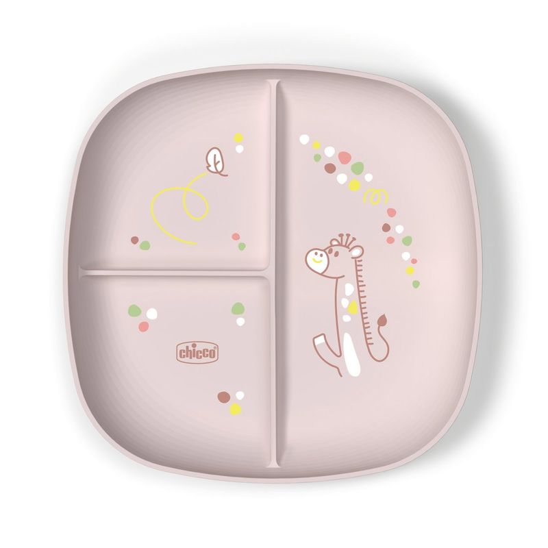 Chicco Set Pappa Svezzamento Piatto Porzionato Rosa 12M+
