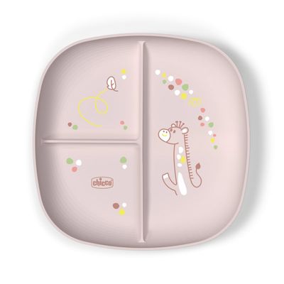 Chicco Set Pappa Svezzamento Piatto Porzionato Rosa 12M+