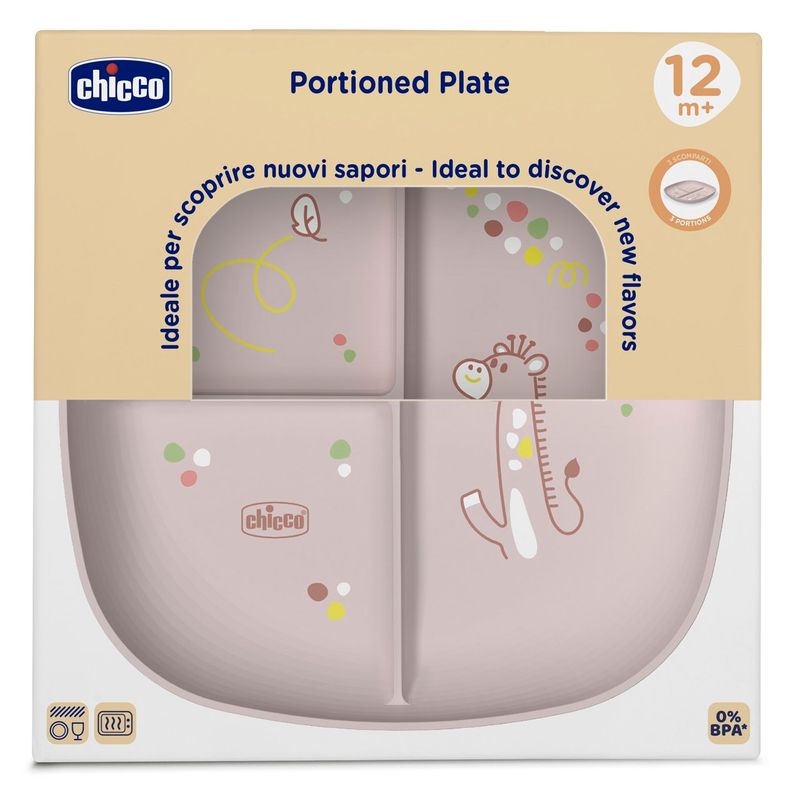 Chicco Set Pappa Svezzamento Piatto Porzionato Rosa 12M+