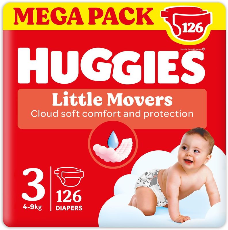 Huggies Pannolino Little Movers Megapack 3Tg 4-9kg da 126pz
