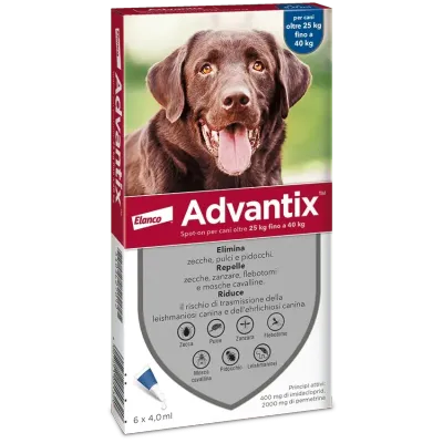 Advantix Spot-On Antiparassitario per Cani da  25 a 40 kg confezione da 6 Pipette da 4 ml