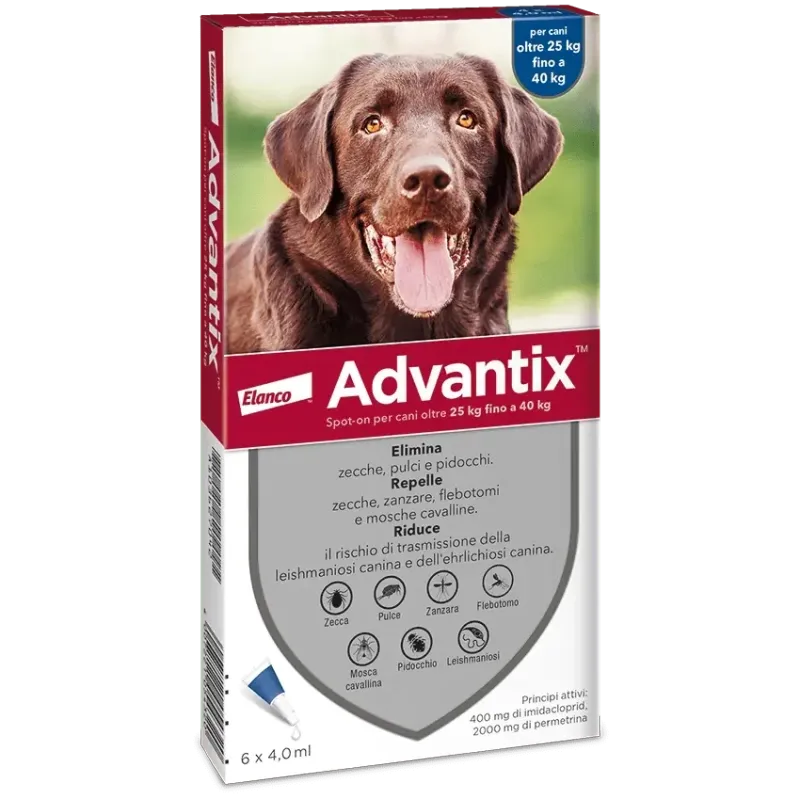 Advantix Spot-On Antiparassitario per Cani da  25 a 40 kg confezione da 6 Pipette da 4 ml